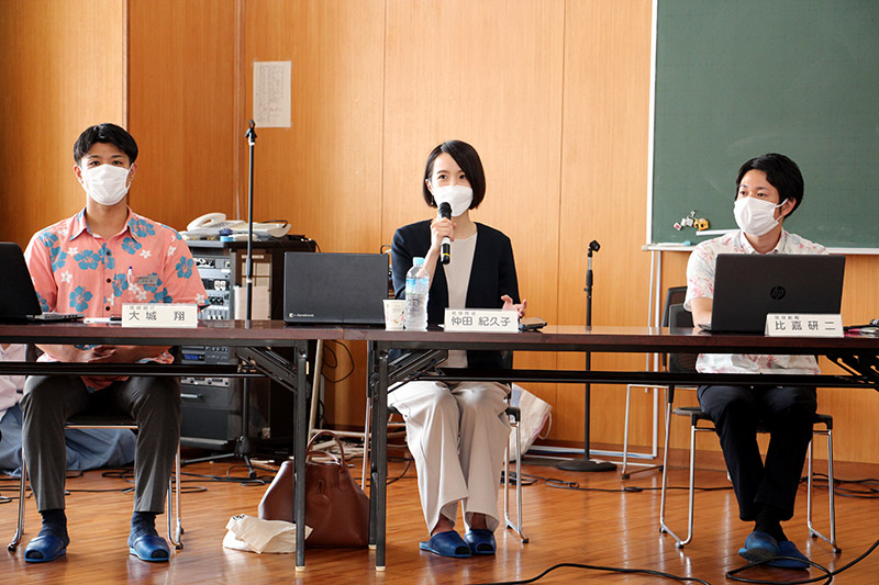 令和３年・第18回城岳講座：仲田紀久子氏（６２期）はＲＢＣテレビの取材で感じた事を、各教室へも視聴できる様に述べた。