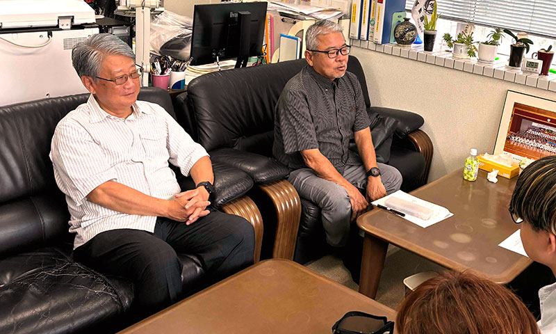 與那覇会長から県外での学生生活についてアドバイスした