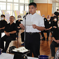 令和２年二中健児の塔慰霊祭での生徒代表　遠藤義宗君の「誓いの言葉」